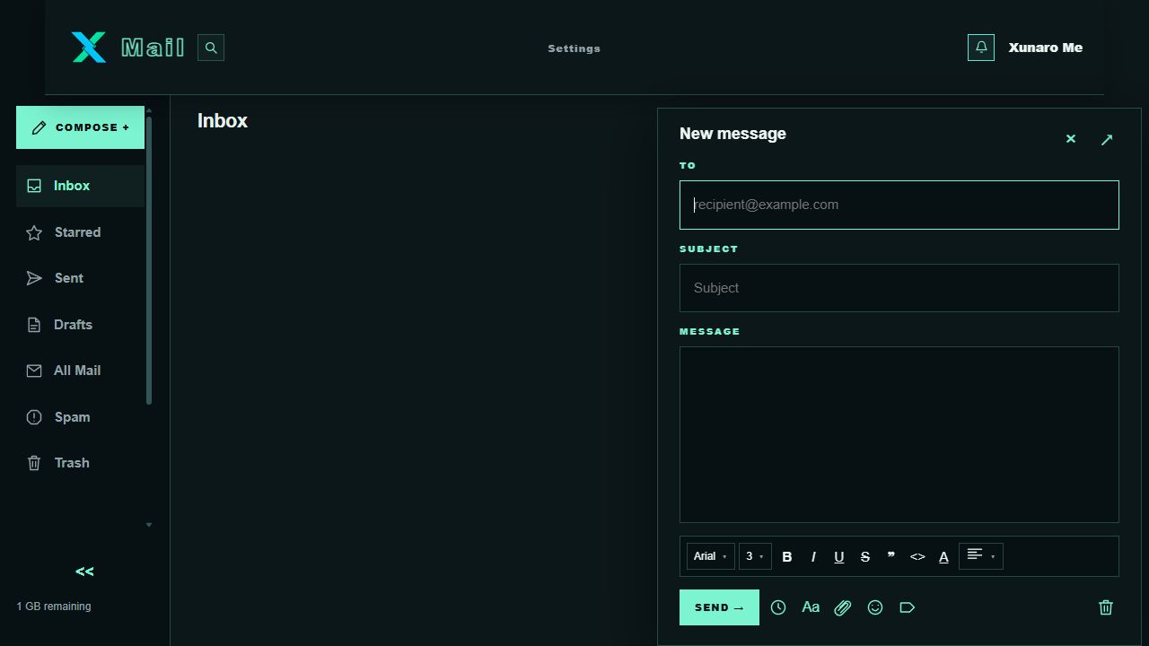 XunaroMail compose window